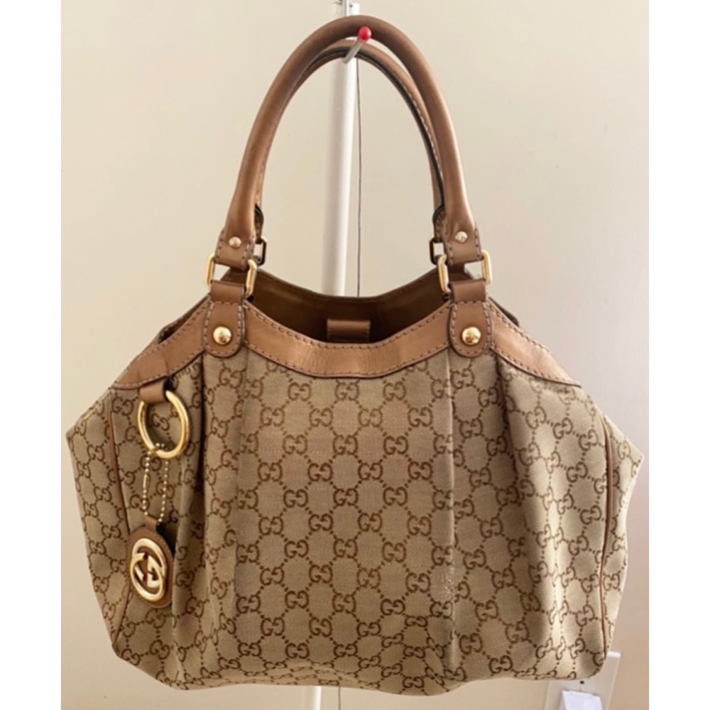 Authentic Gucci Sukey Monogram Canvas Shoulder Bag